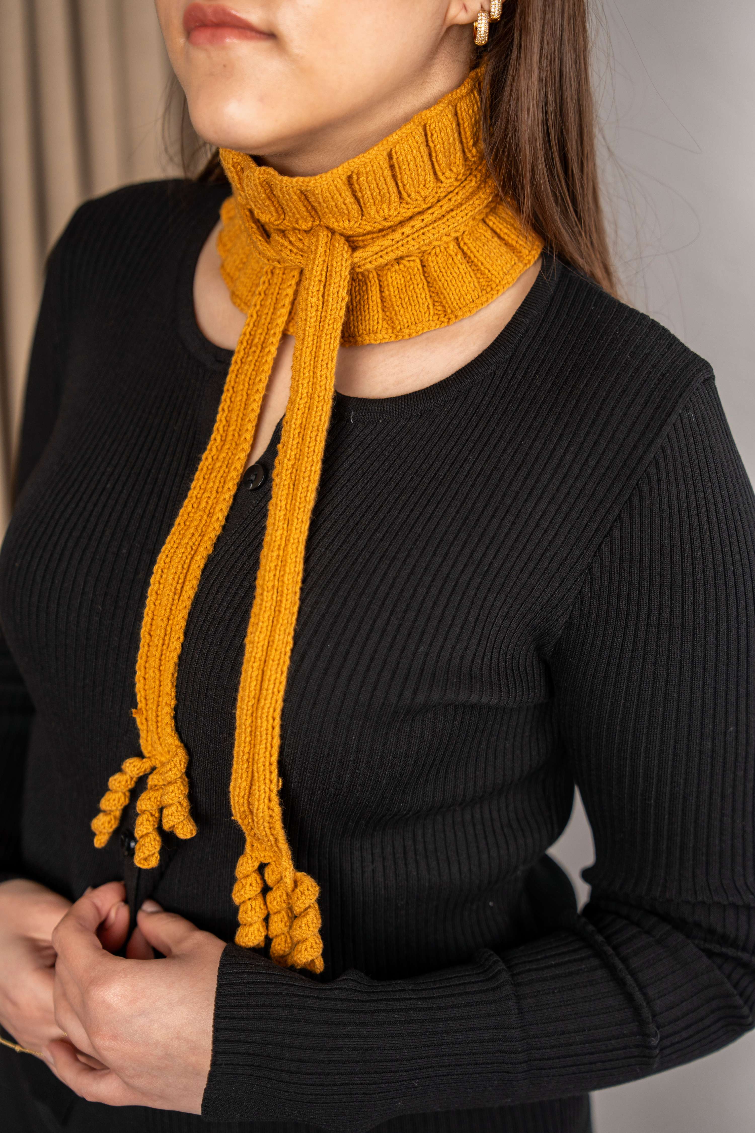 Hardal Bağcıklı Atkı