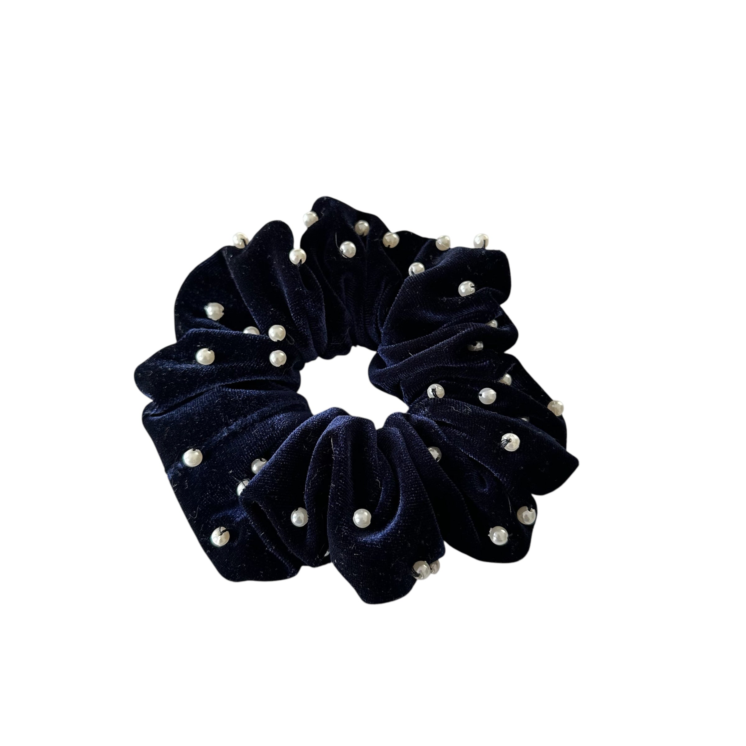 Lacivert İnci Boncuklu Lastik Toka