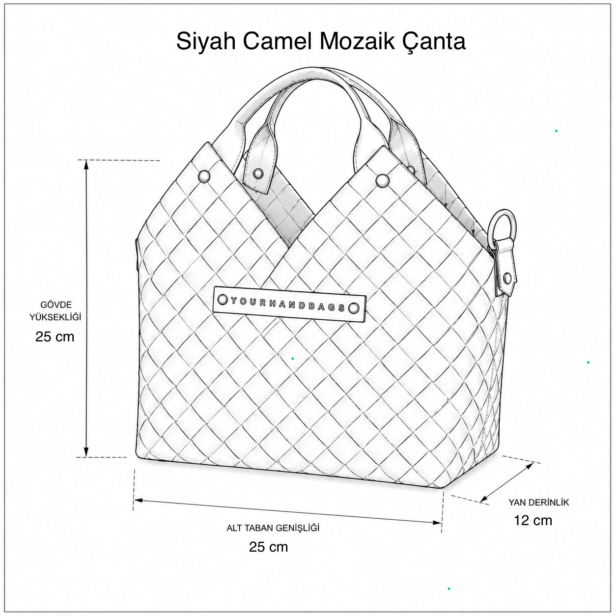 Siyah Camel Mozaik Çanta