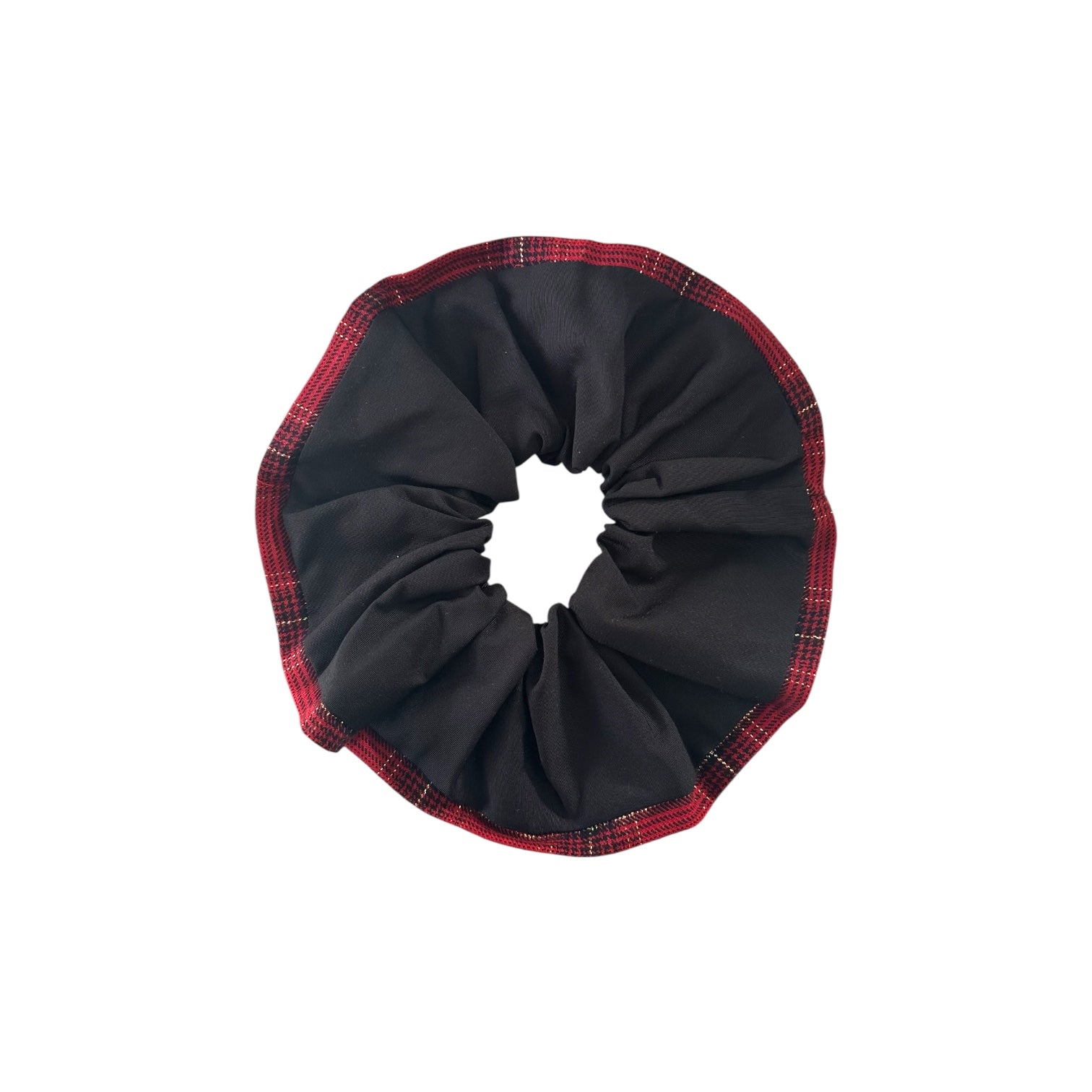 Kırmızı Ekose Şeritli Siyah Lastik Toka